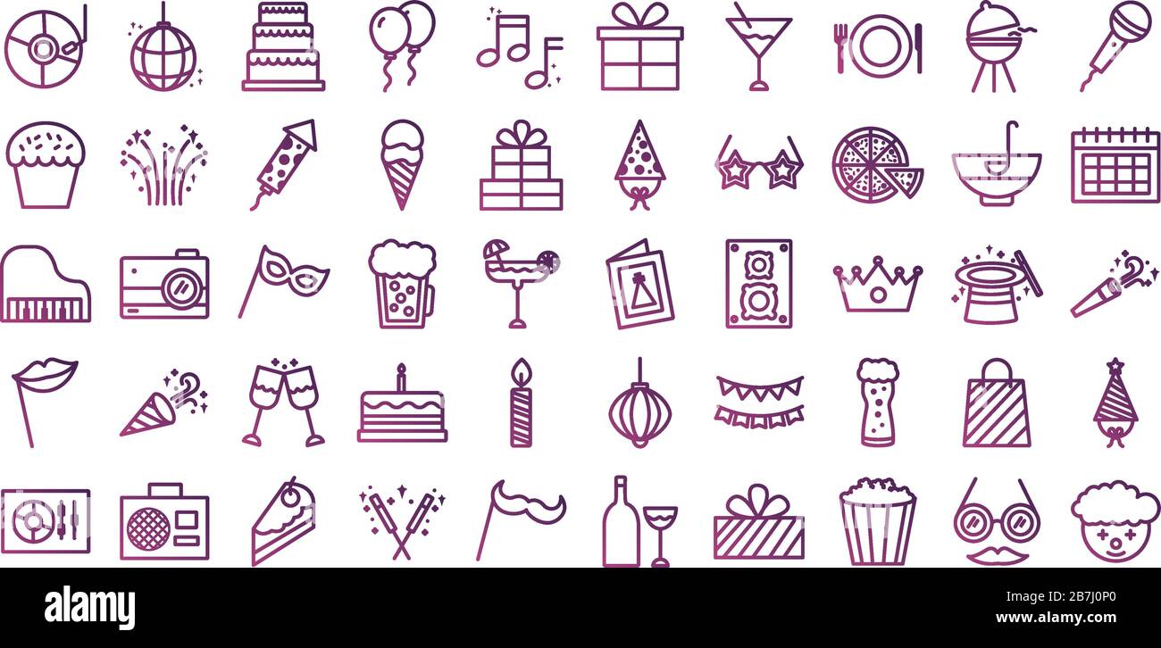 bundle of party set icons Stock Vector Image & Art - Alamy
