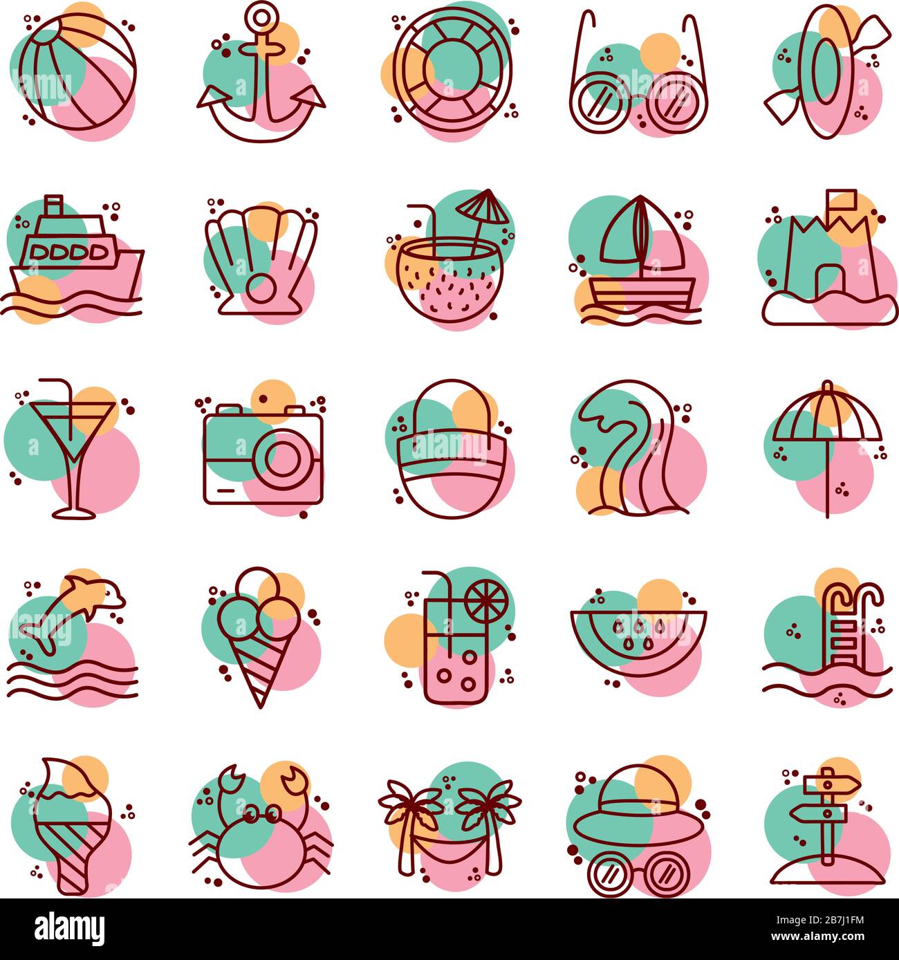 bundle of beach set line and color icons Stock Vector Image & Art - Alamy