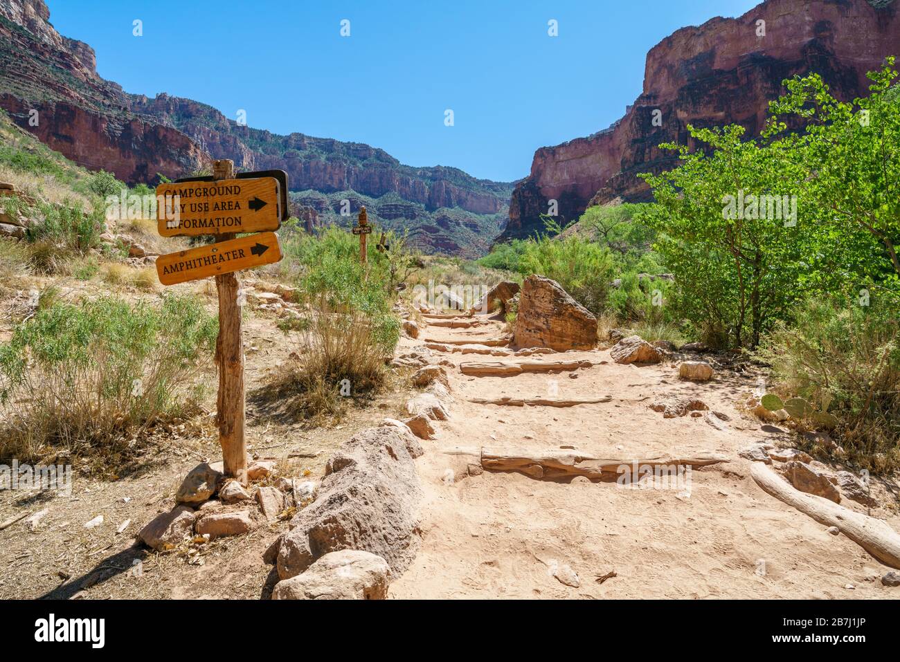 hiking through indian garden on bright angel trail in grand canyon national park in arizona in the usa Stock Photo