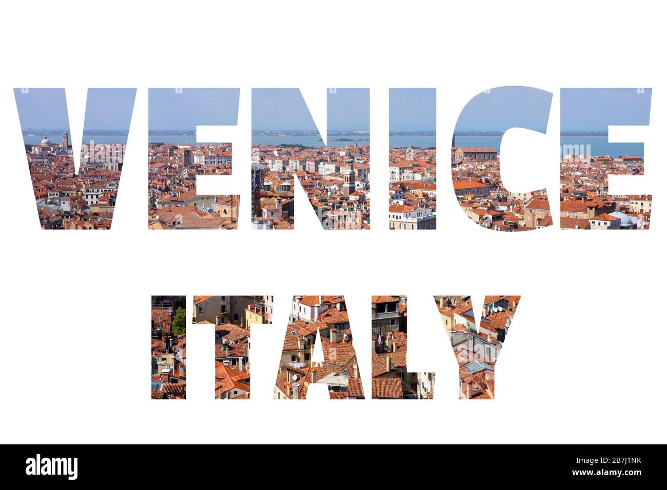 Venice, Italy - word text travel destination postcard. Stock Photo