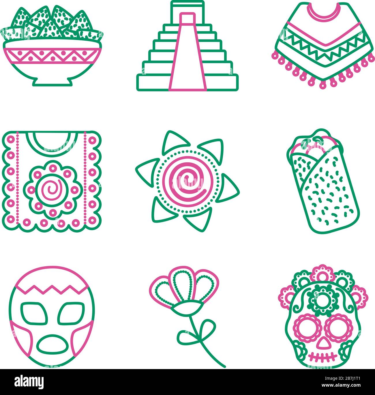 bundle of mexican set icons Stock Vector
