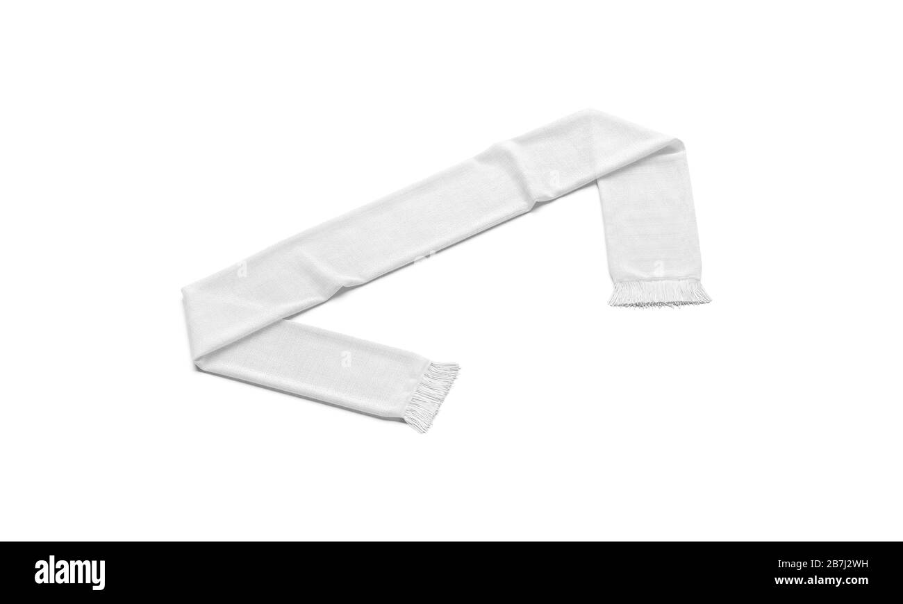 Blank white knitted soccer scarf mockup, side view Stock Photo