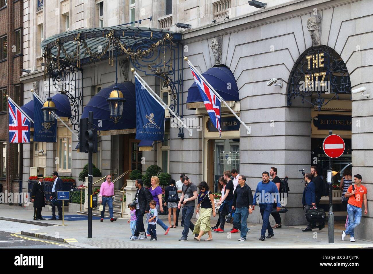 LONDON, UK - JULY 9, 2016: The Ritz luxury hotel in London, UK. The hotel is located in Piccadilly. It's owned by Ellerman Group. Stock Photo