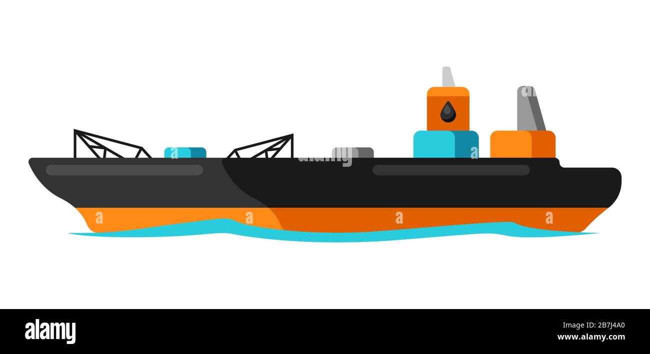 Illustration of oil marine tanker. Stock Vector