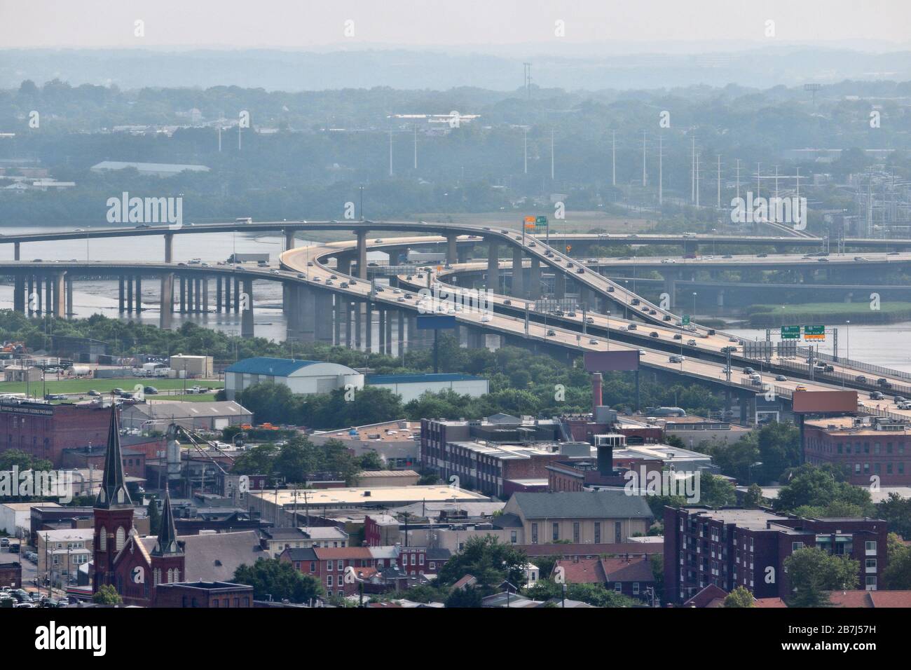 Baltimore, Maryland interstate highway intersection. I-395 meets I-95. Stock Photo