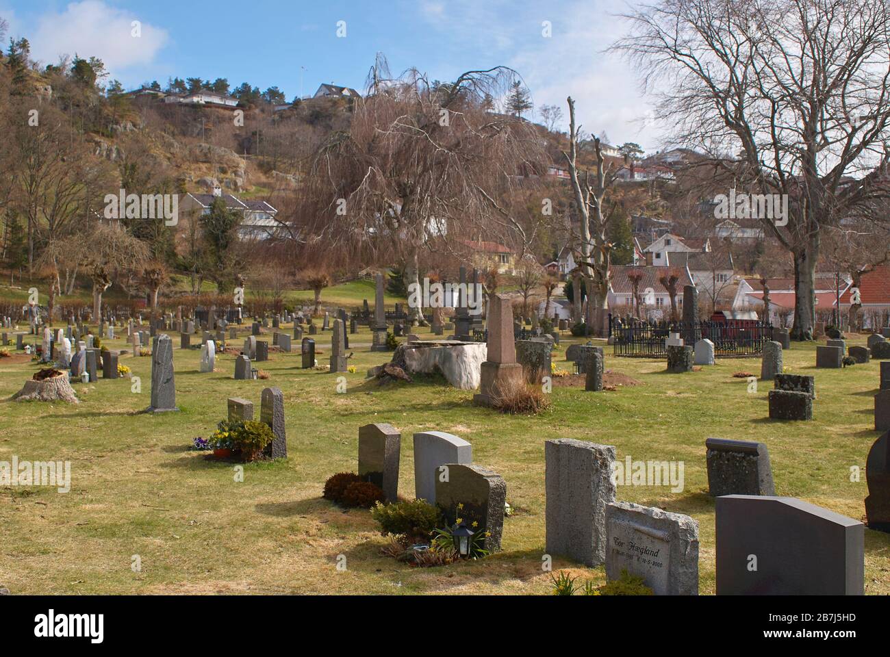 The Mandal cemetery in its unpretentious, natural Nordic style Stock Photo