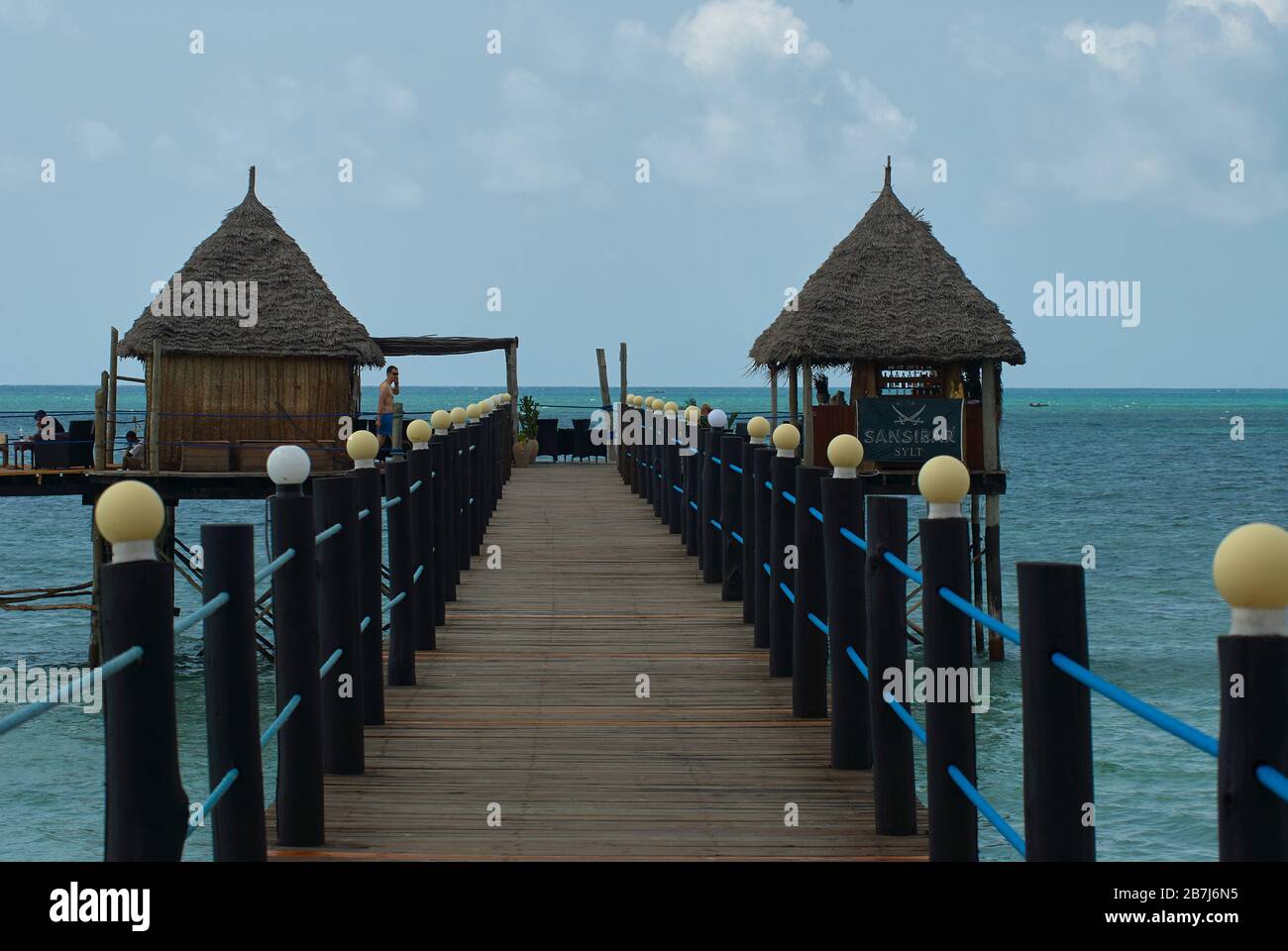Jetty restaurant and bar of a beach lodge, Zanzibar Stock Photo