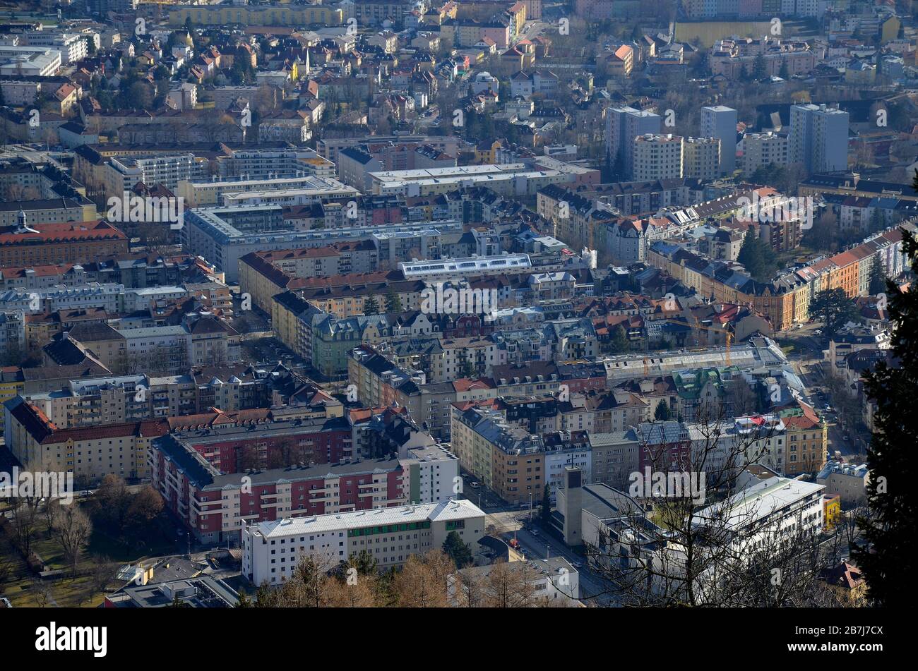 Innsbruck, Tirol, Österreich: Blick von der Hungerburg auf die Stadt Stock Photo