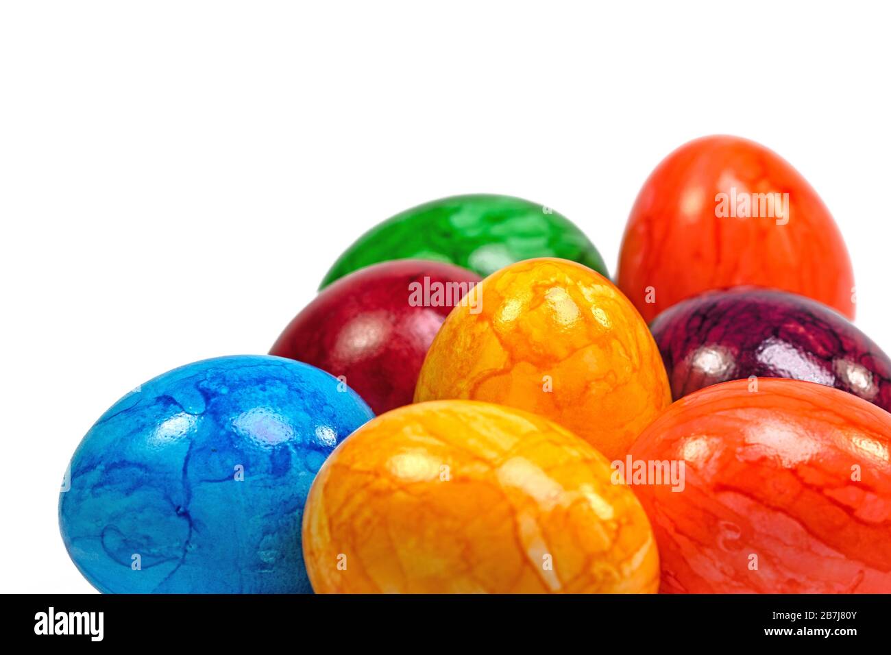 Colorful easter eggs against white background Stock Photo