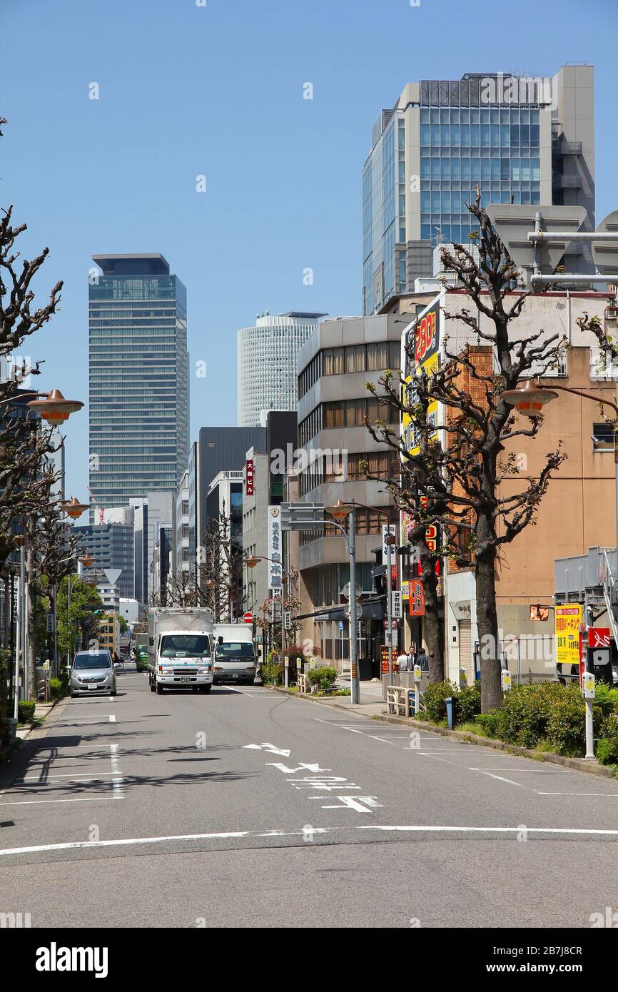 NAGOYA, JAPAN APRIL 28, 2012 Street view in downtown Nagoya, Japan