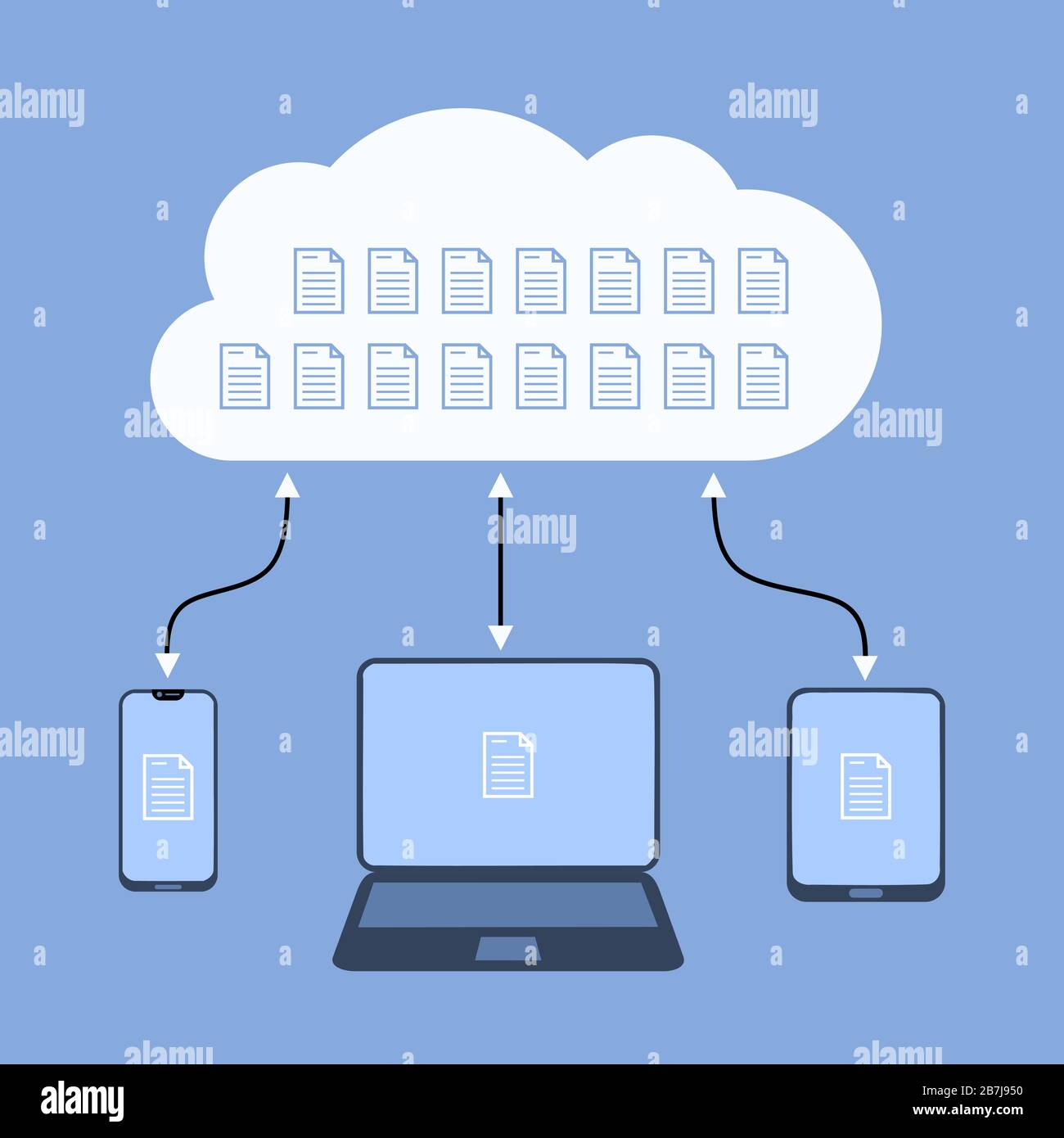 Cloud documents illustration. Online cloud technology connectivity