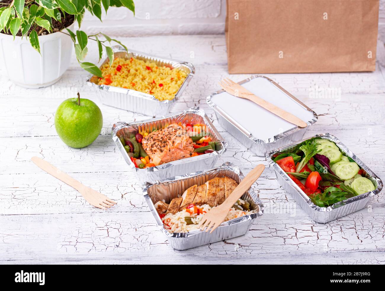 Food delivery concept. Lunch in container Stock Photo Alamy