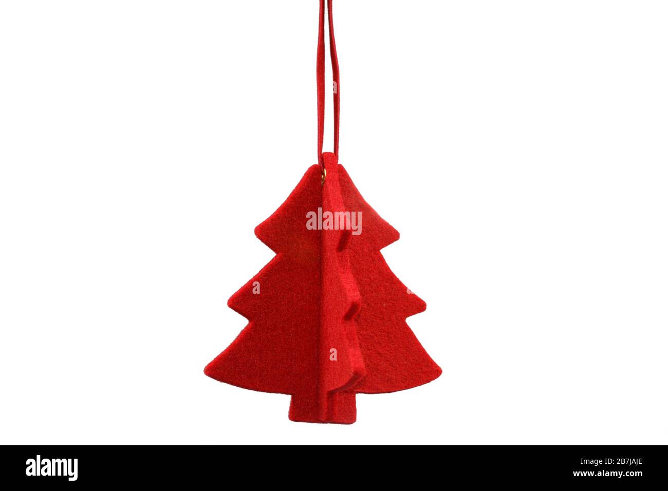 Red Christmas Tree: red stylized Christmas tree made from felt Stock Photo