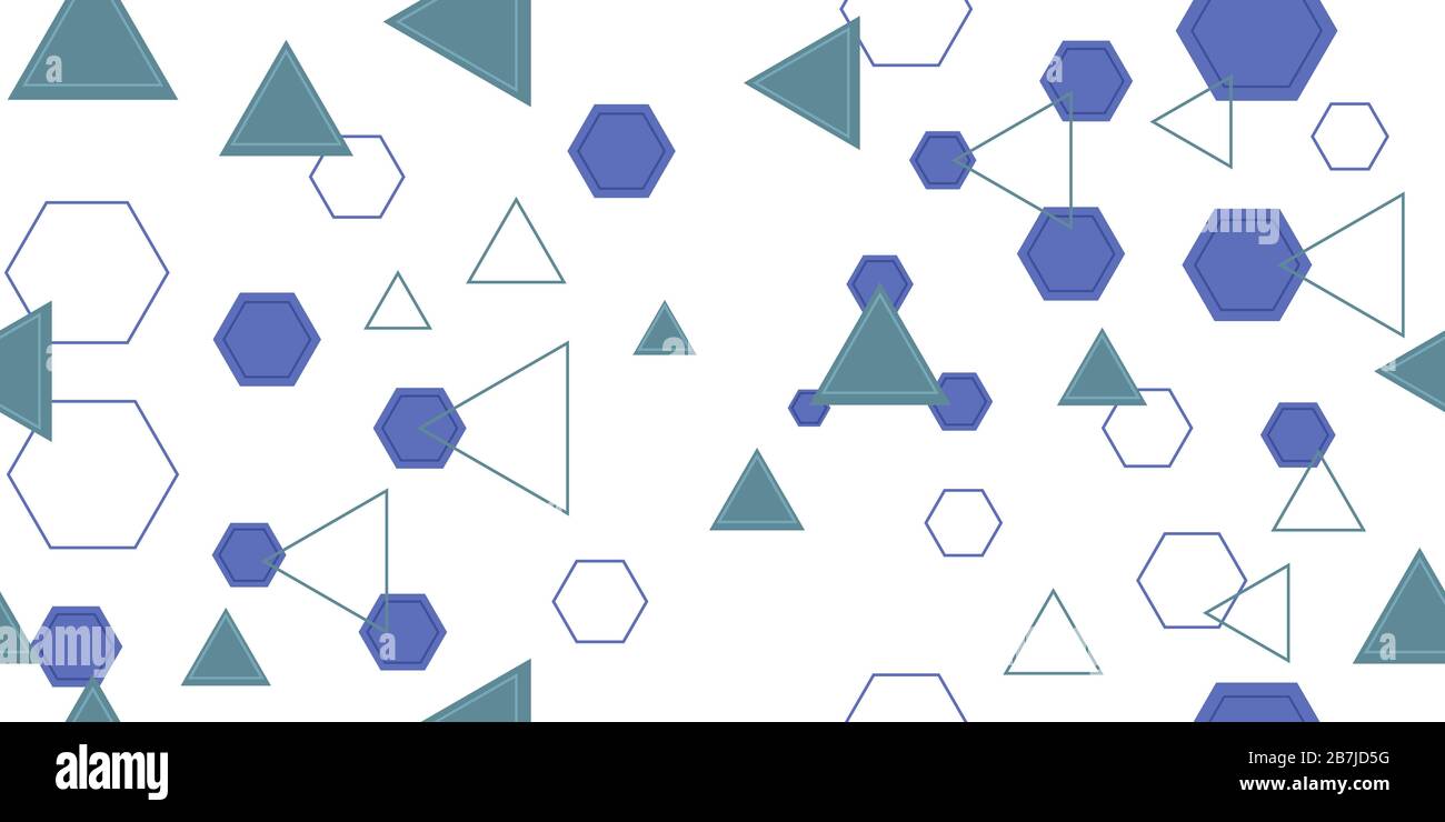 Seamless pattern from different triangles and hexagons. Cropped shapes ...