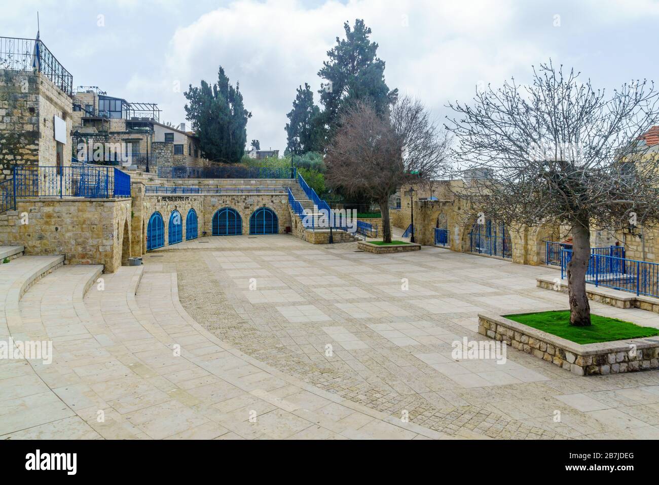 Safed, Israel - March 10, 2020: View of the sleeping spring compound in the Artists Quarter of the old city of Safed (Tzfat), Israel Stock Photo
