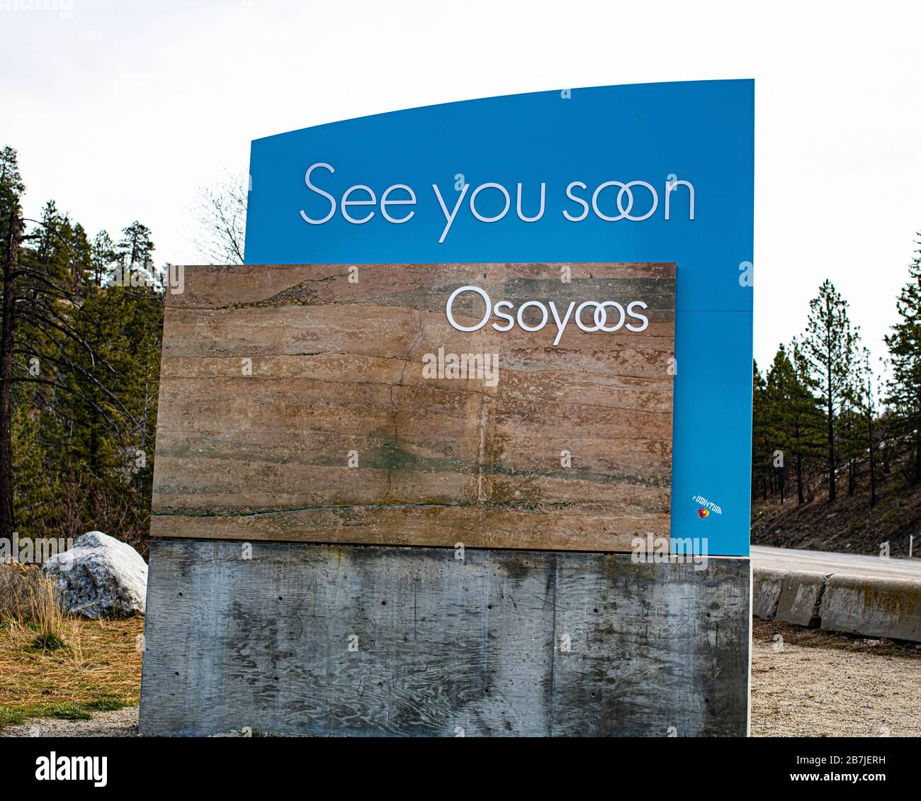 See You Soon Osoyoos sign, Osoyoos, British Columbia, Canada Stock Photo