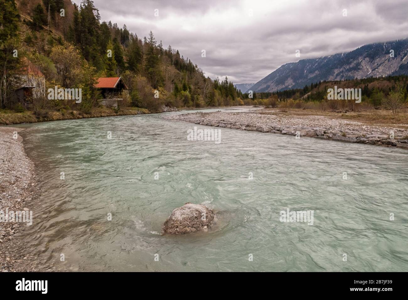 The Isar in Lenggries in the German Alps Stock Photo