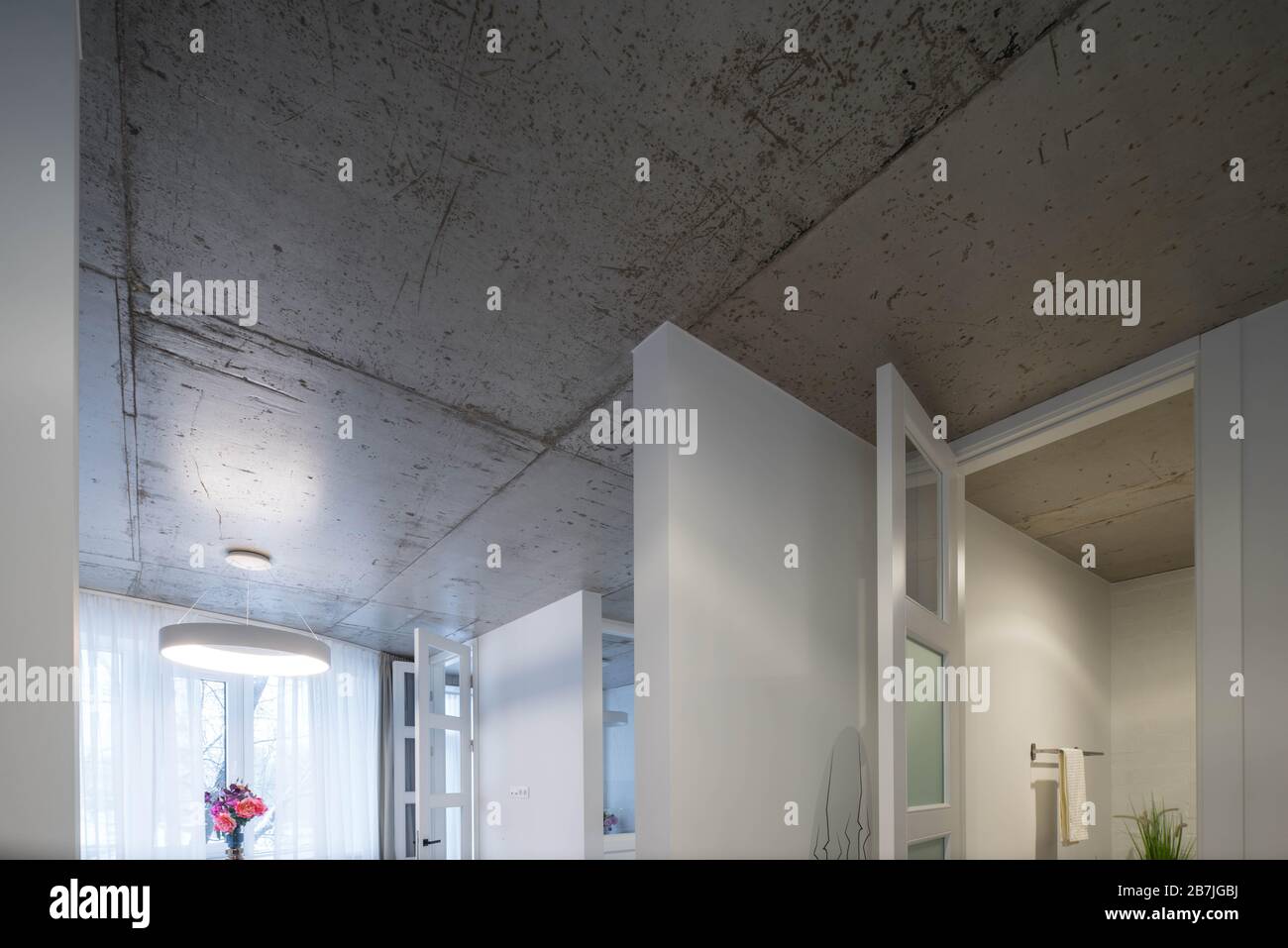 Modern design of ceiling in contemporary apartment. Private house Stock ... - Contemporary Apartment Ceiling Designs