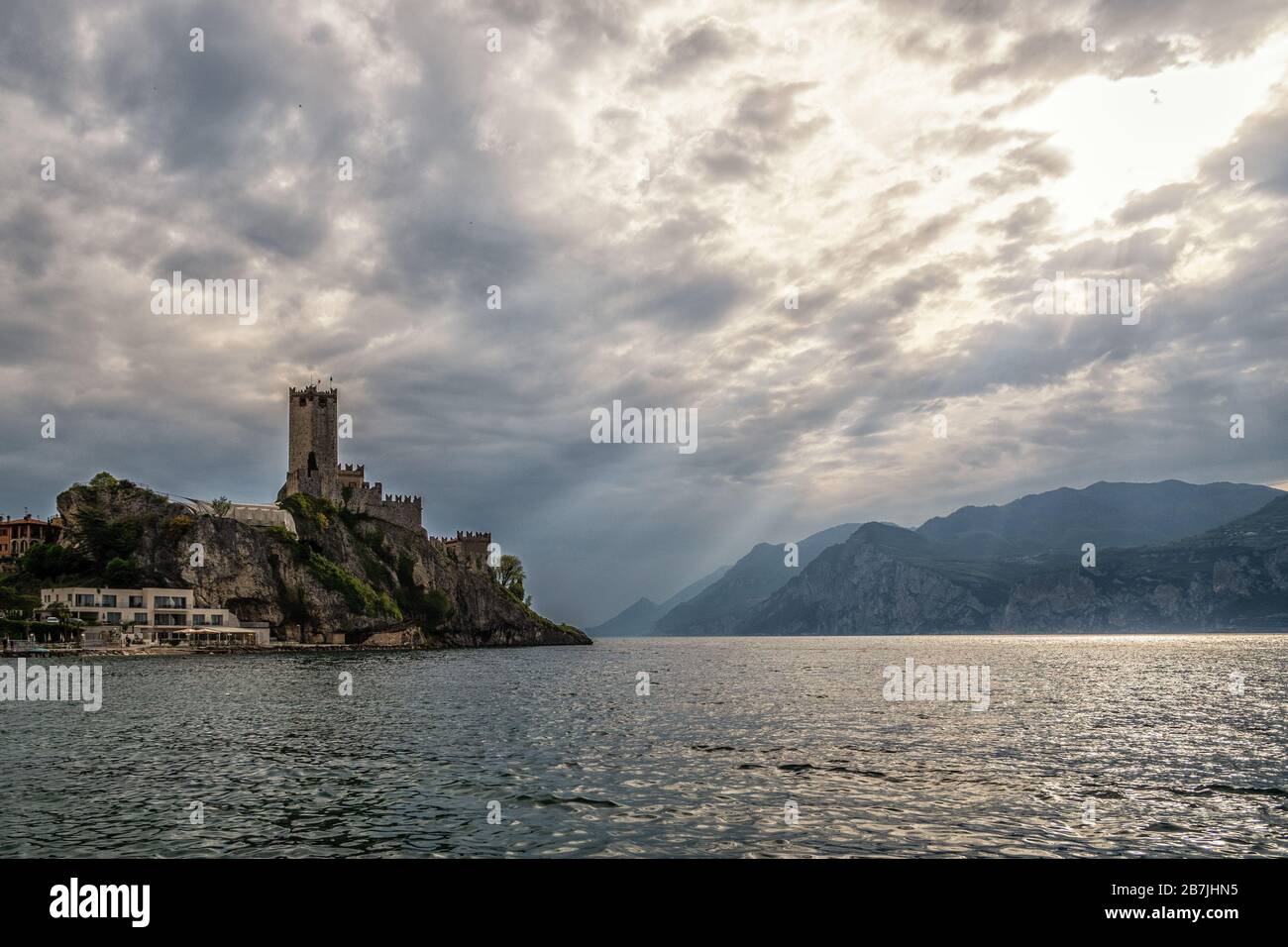 The Scaliger Castle in Malcesine on Lake Garda Stock Photo