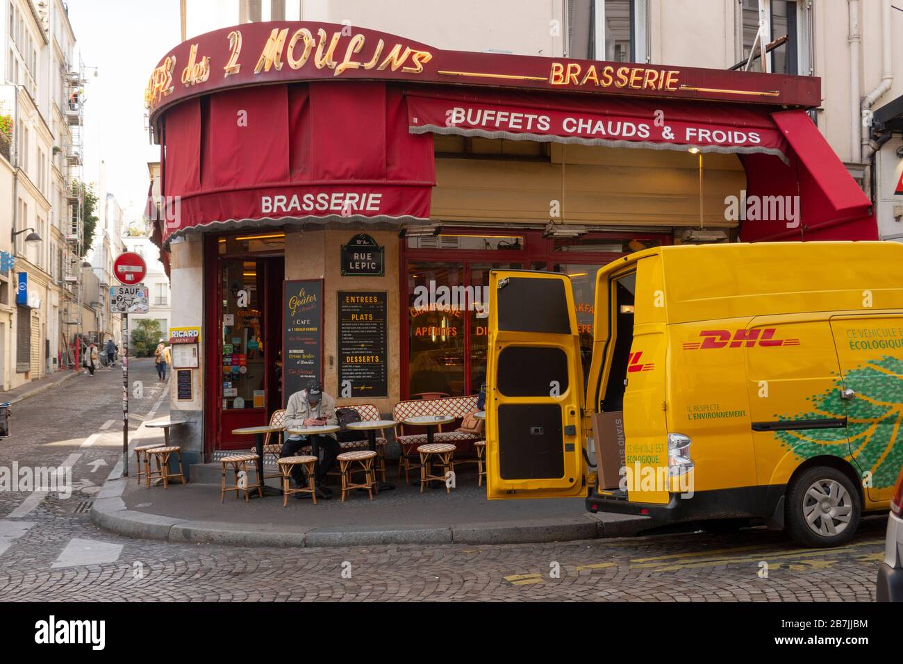 Cafe des 2 Moulins Montmartre district Paris France Stock Photo