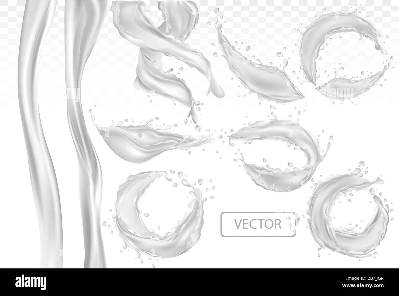 3D realistic splash of milk. Twisted fresh milk with drop on ...