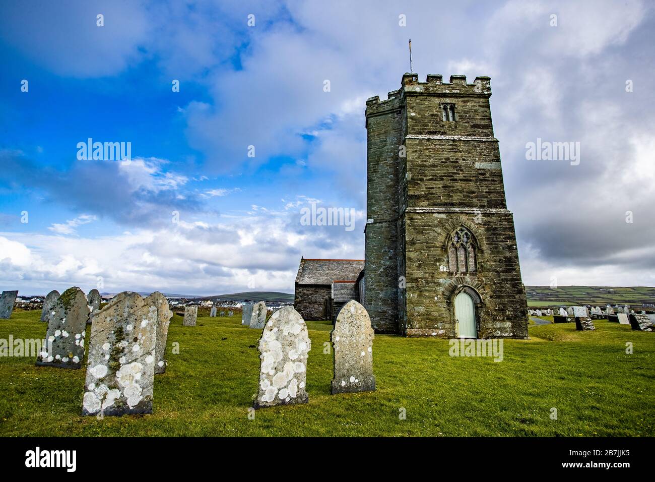 St Materianas Church. On the South West Coast Path, Tintagel, Cornwall UK. Stock Photo