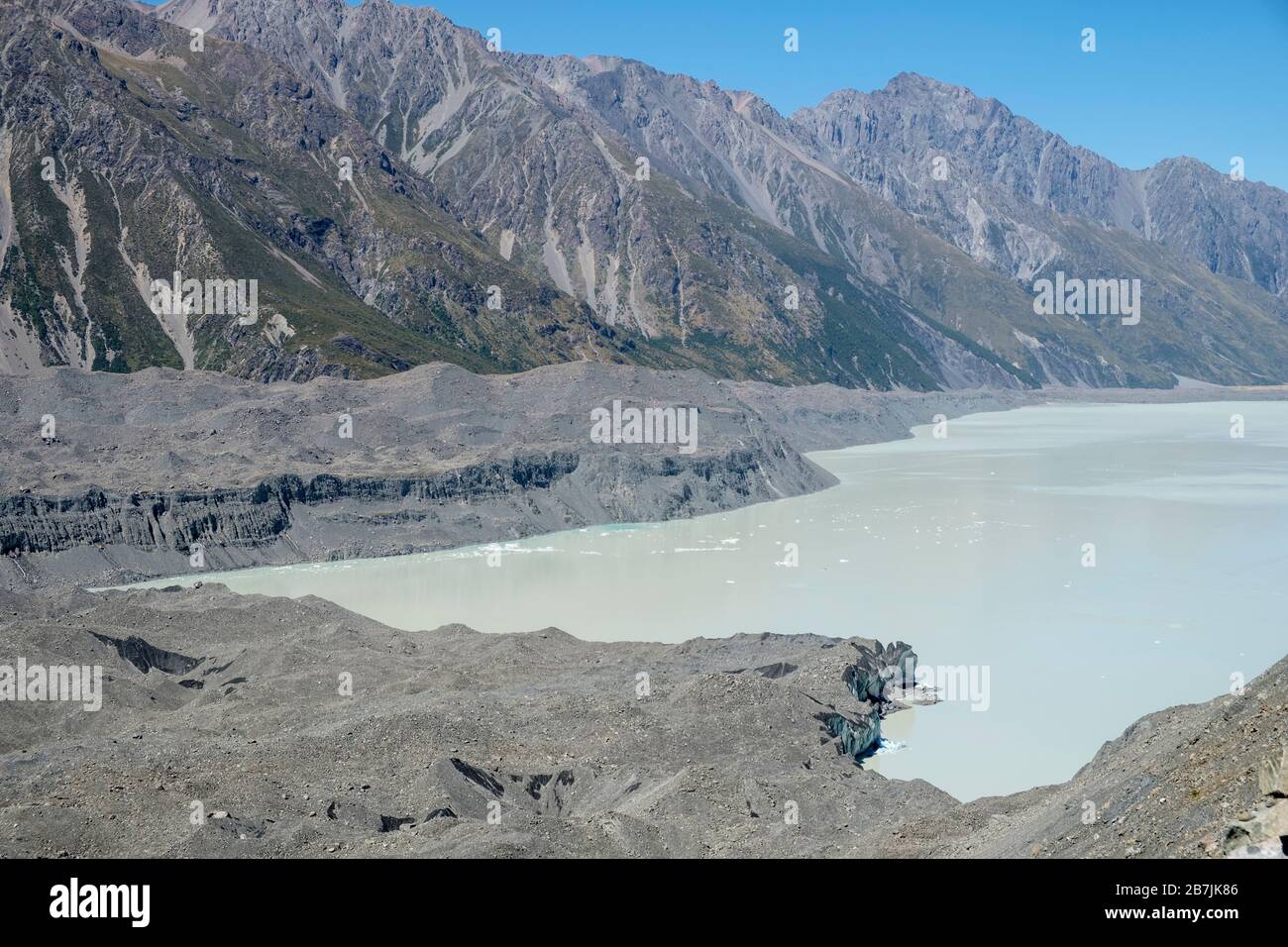 Tasman Lake and Glacier, Aoraki/Mount Cook National Park, South Island, New Zealand Stock Photo