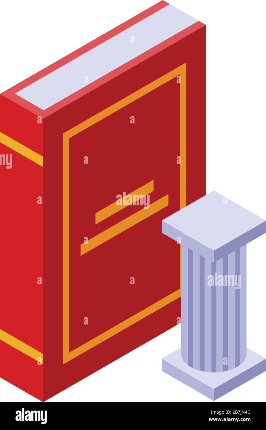 School history book icon, isometric style Stock Vector