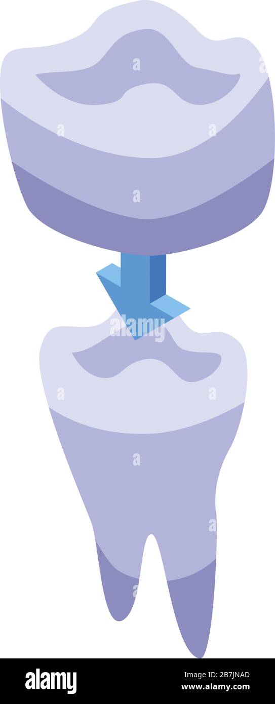 Ceramic tooth crown icon, isometric style Stock Vector