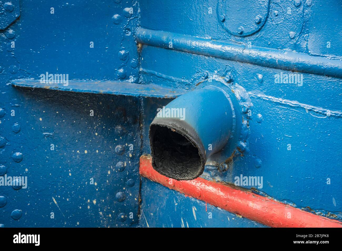 Exhaust pipe of a historic boat Stock Photo Alamy