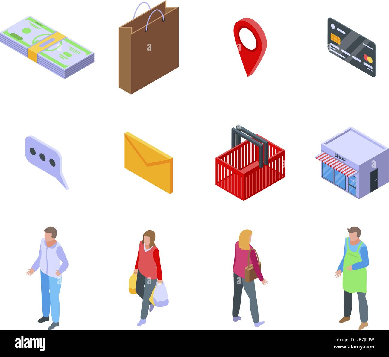 Buyer icons set, isometric style Stock Vector