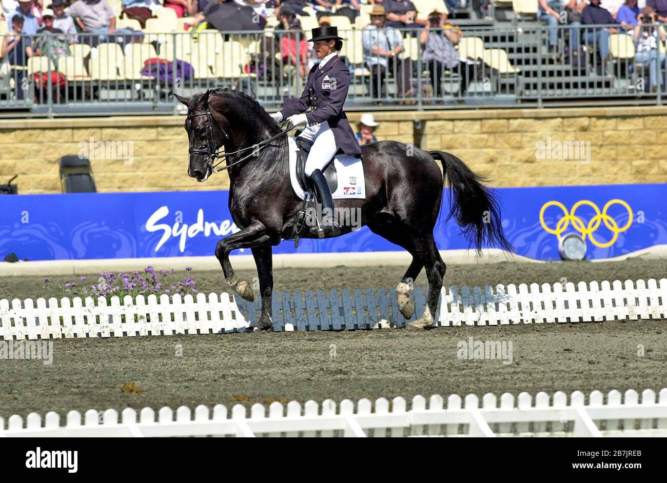 Olympic Games, Sydney 2000 Coby van Baalen riding Ferro Stock Photo