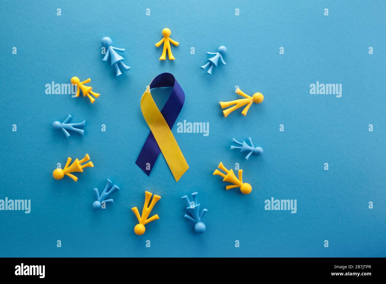 World Down syndrome day on blue background. Down syndrome awareness