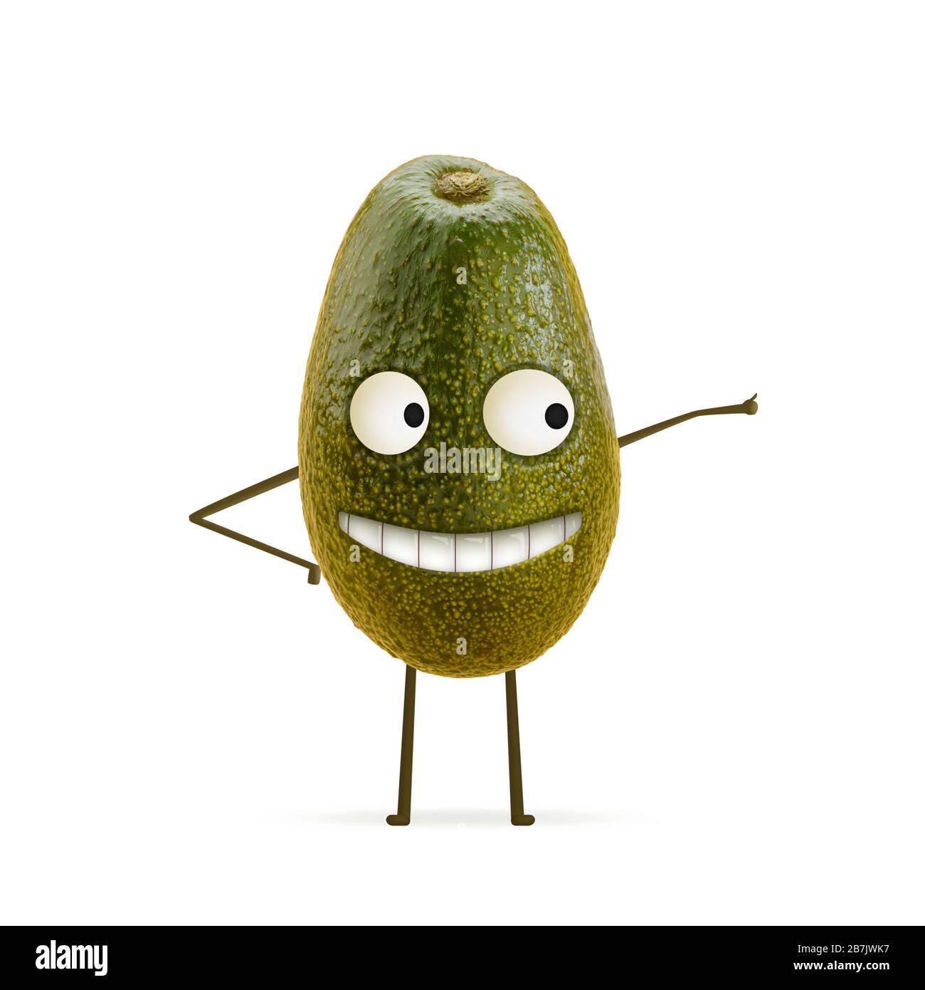 Avocado with cheerful smile showing a thumb up Stock Photo