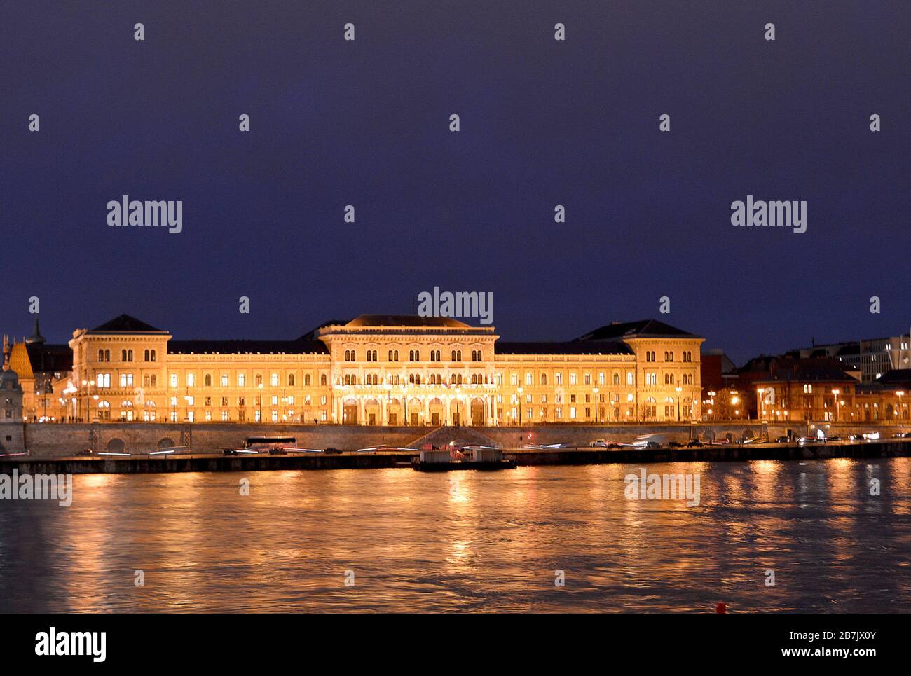 BUDAPEST, HUNGARY - 10 FEBRUARY 2020: The main building pf the Corvinus Univesity, a UNESCO World Heritage site. Stock Photo