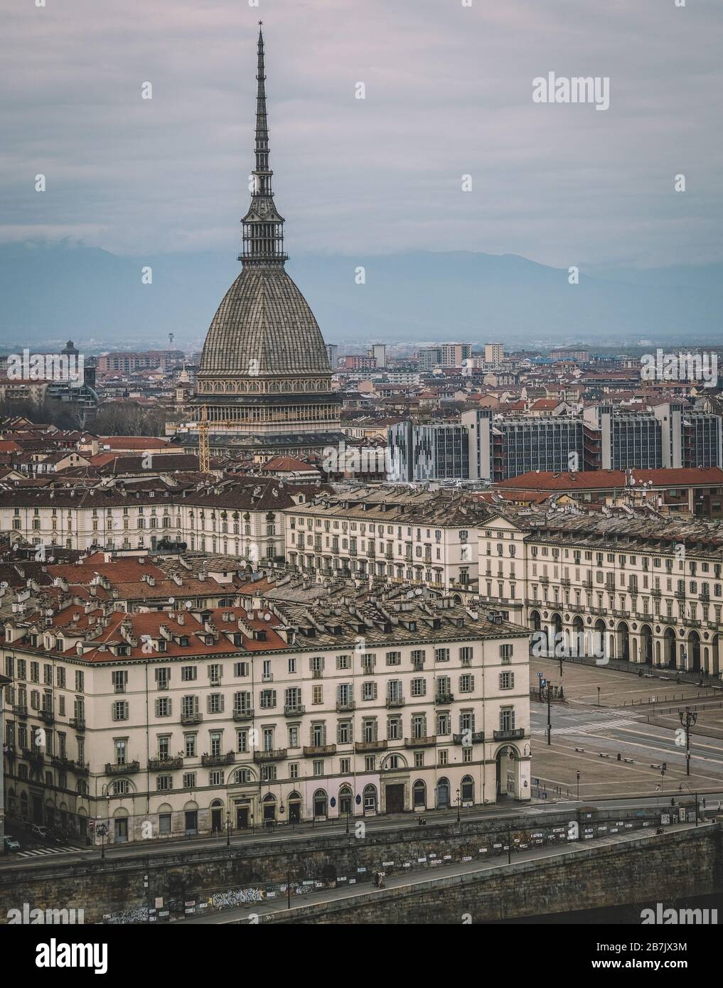 Torino, 15/03/2020General view of Turin from Monte dei Cappuccini during the Italy Continues Nationwide Lockdown to control Coronavirus spread .  Phot Stock Photo