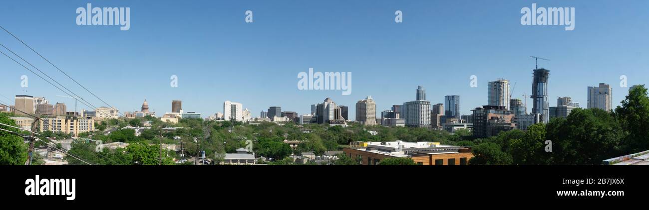Panorama of Austin Skyline Stock Photo