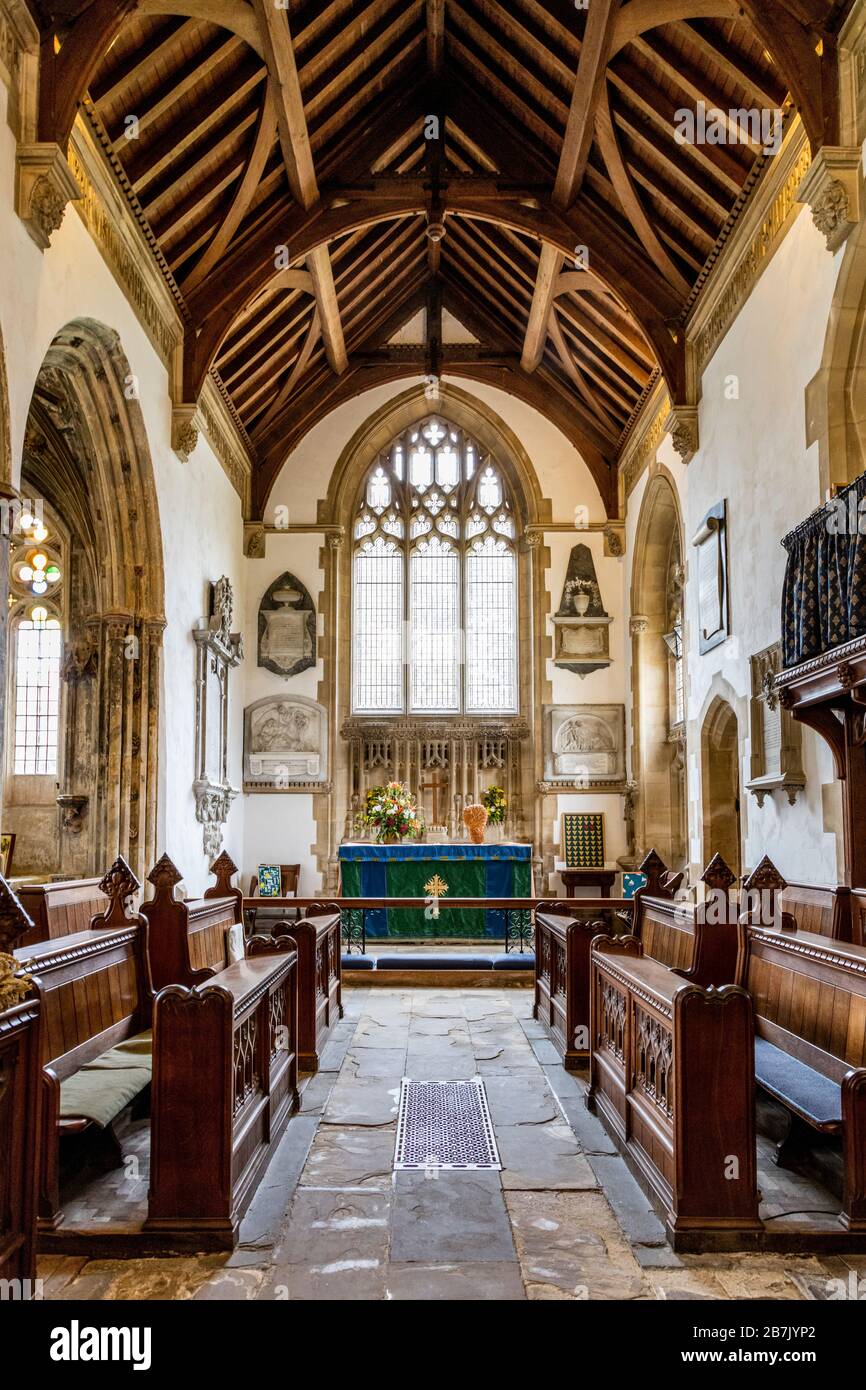 Interior of St Cyriacs Church, Lacock, Wiltshire, England, UK Stock Photo