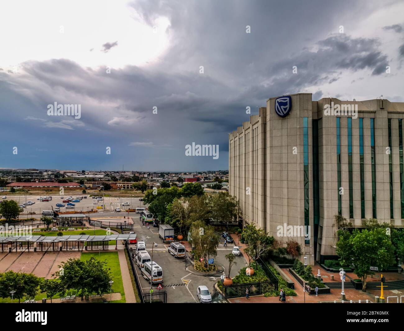 Beautiful and tall Standard bank buildings in Simmonds street Selby