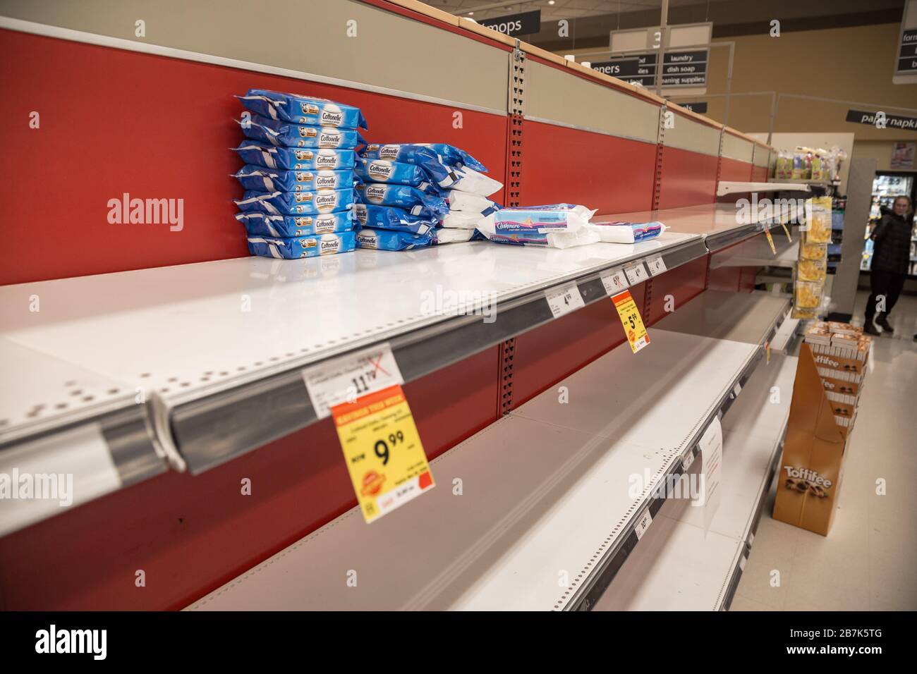 NORTH VANCOUVER, BC, CANADA MAR 15, 2020 Shelf at a supermarket
