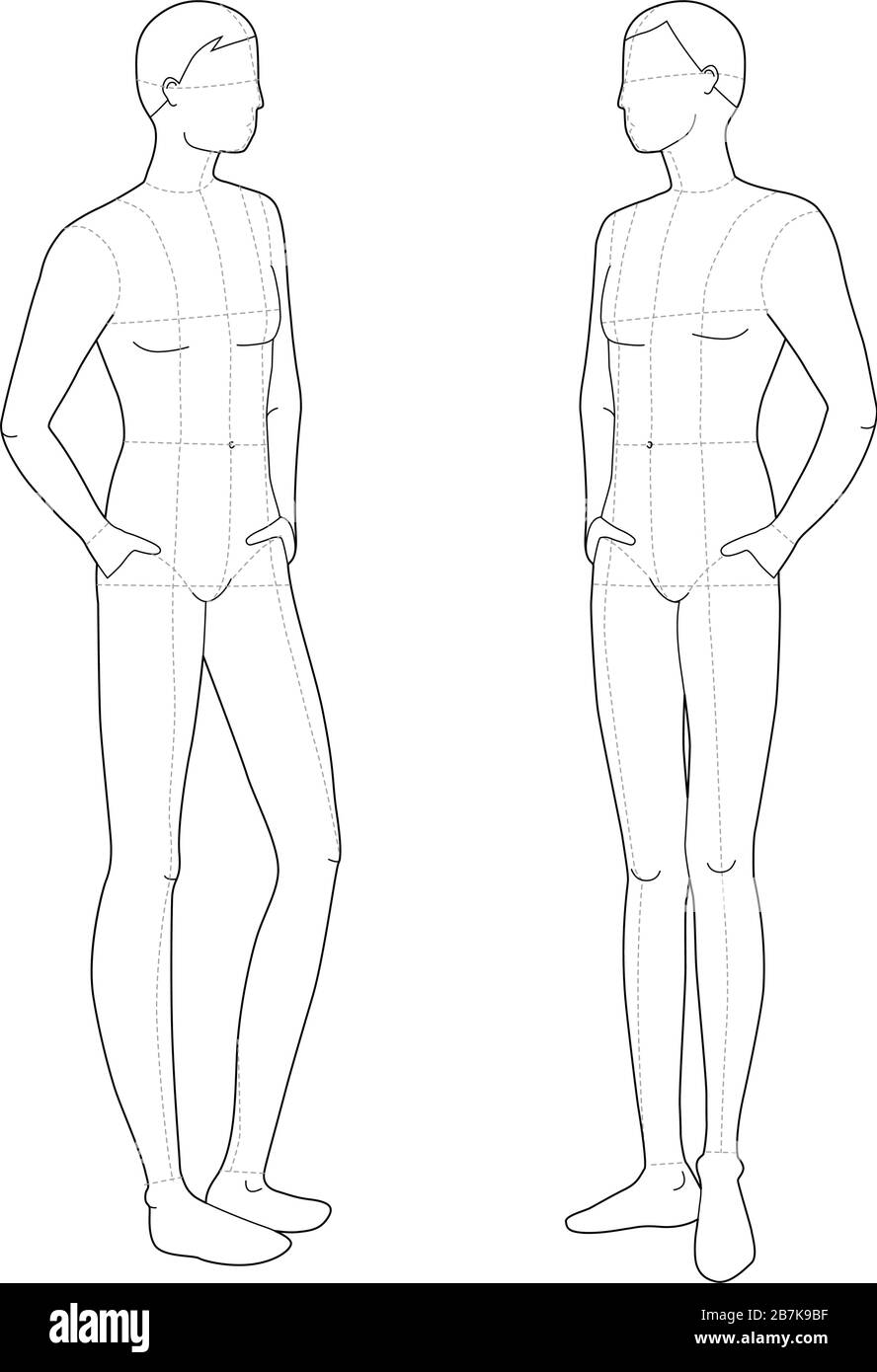 Premium Vector | Male figure-fashion figure template for technical drawing  with style lines