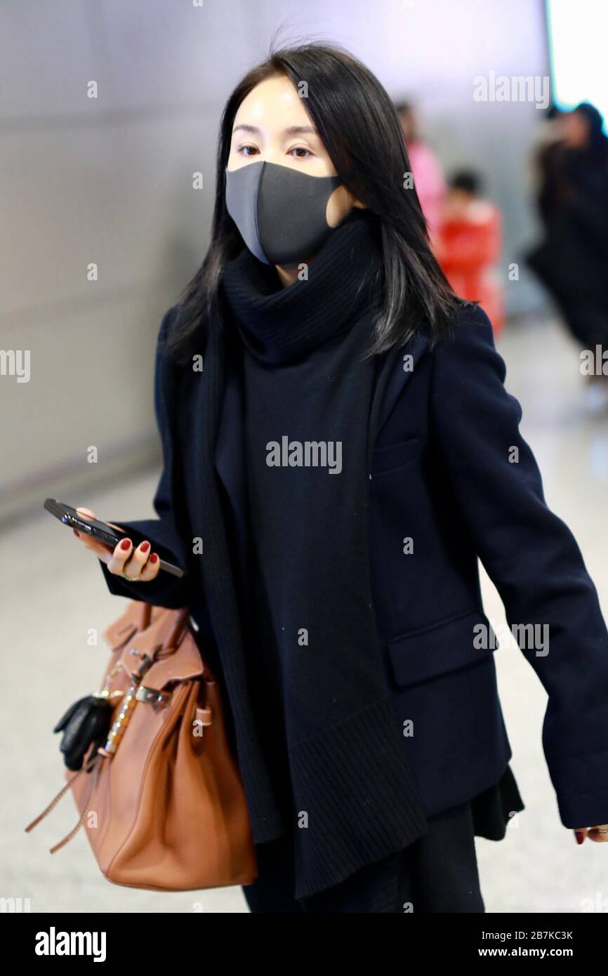 Chinese actress Wang Ziwen or Olivia Wang arrives at a Chengdu airport ...