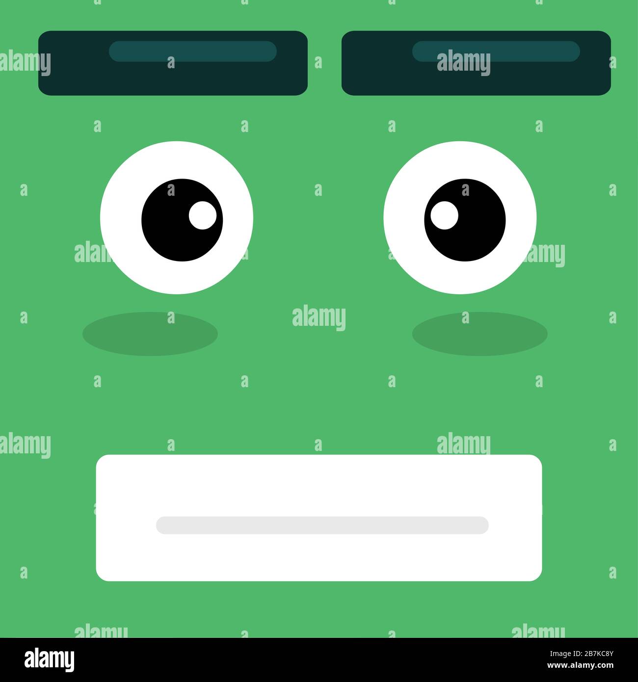 green square anxious expression vector illustration Stock Vector