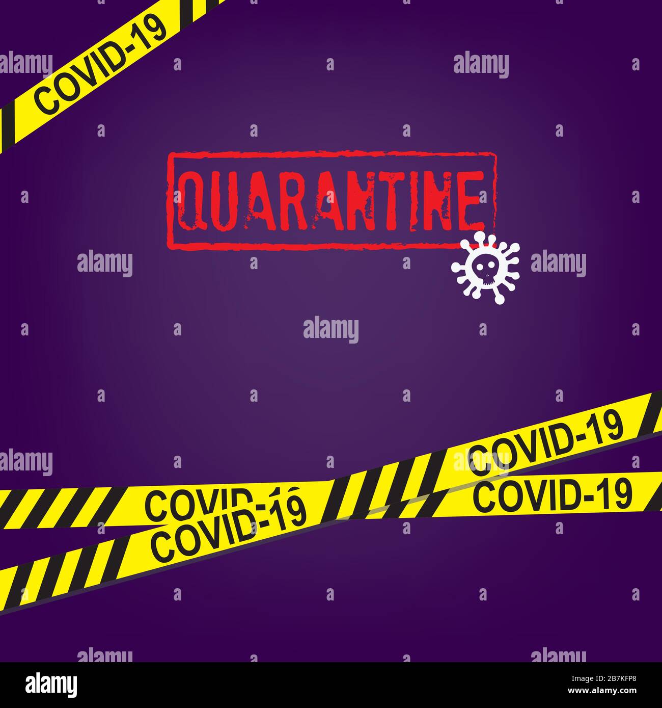 Poster with yellow tape restricted quarantine for coronavirus Stock Vector