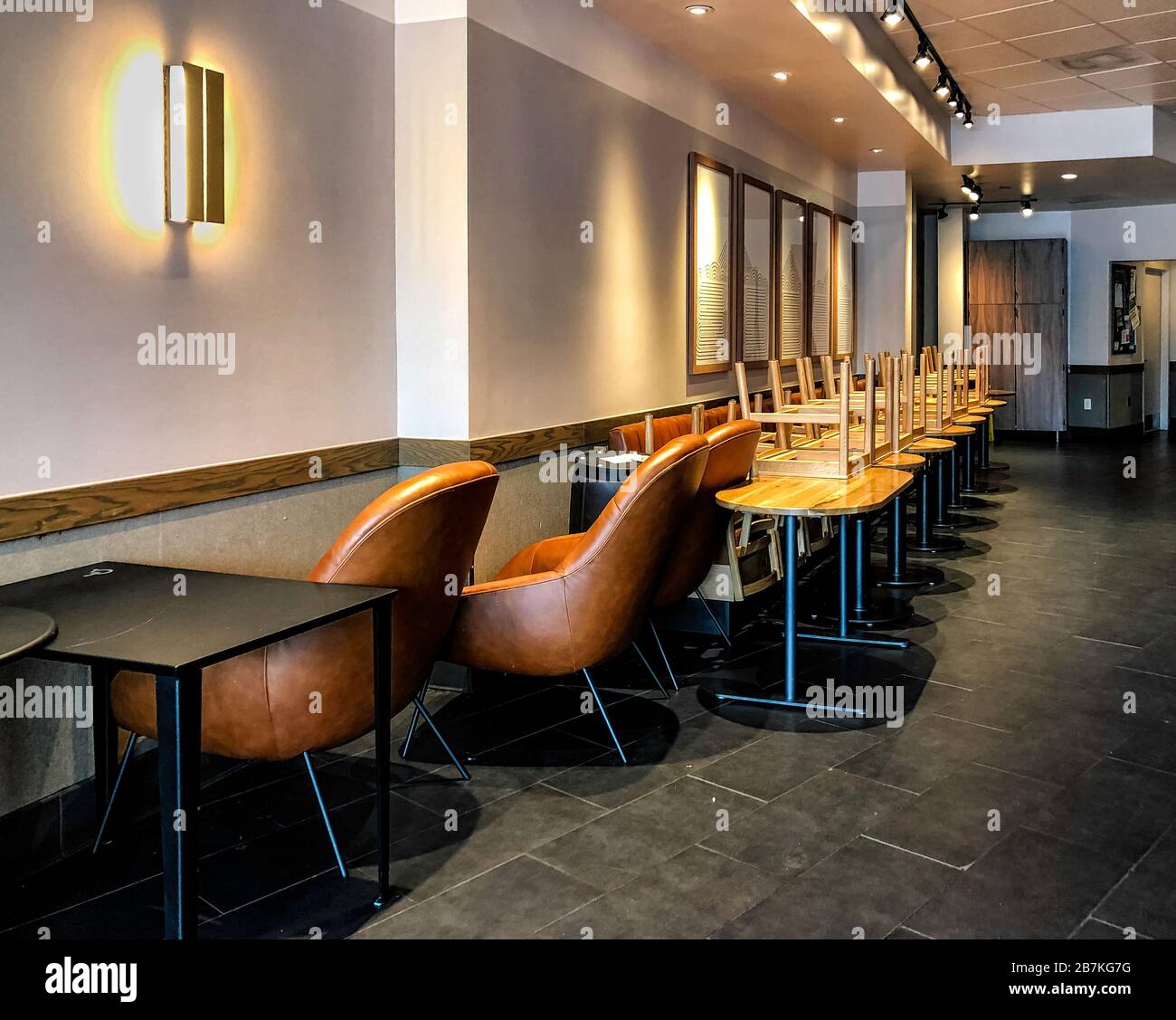 Stacked up coffee shop furniture hires stock photography and images