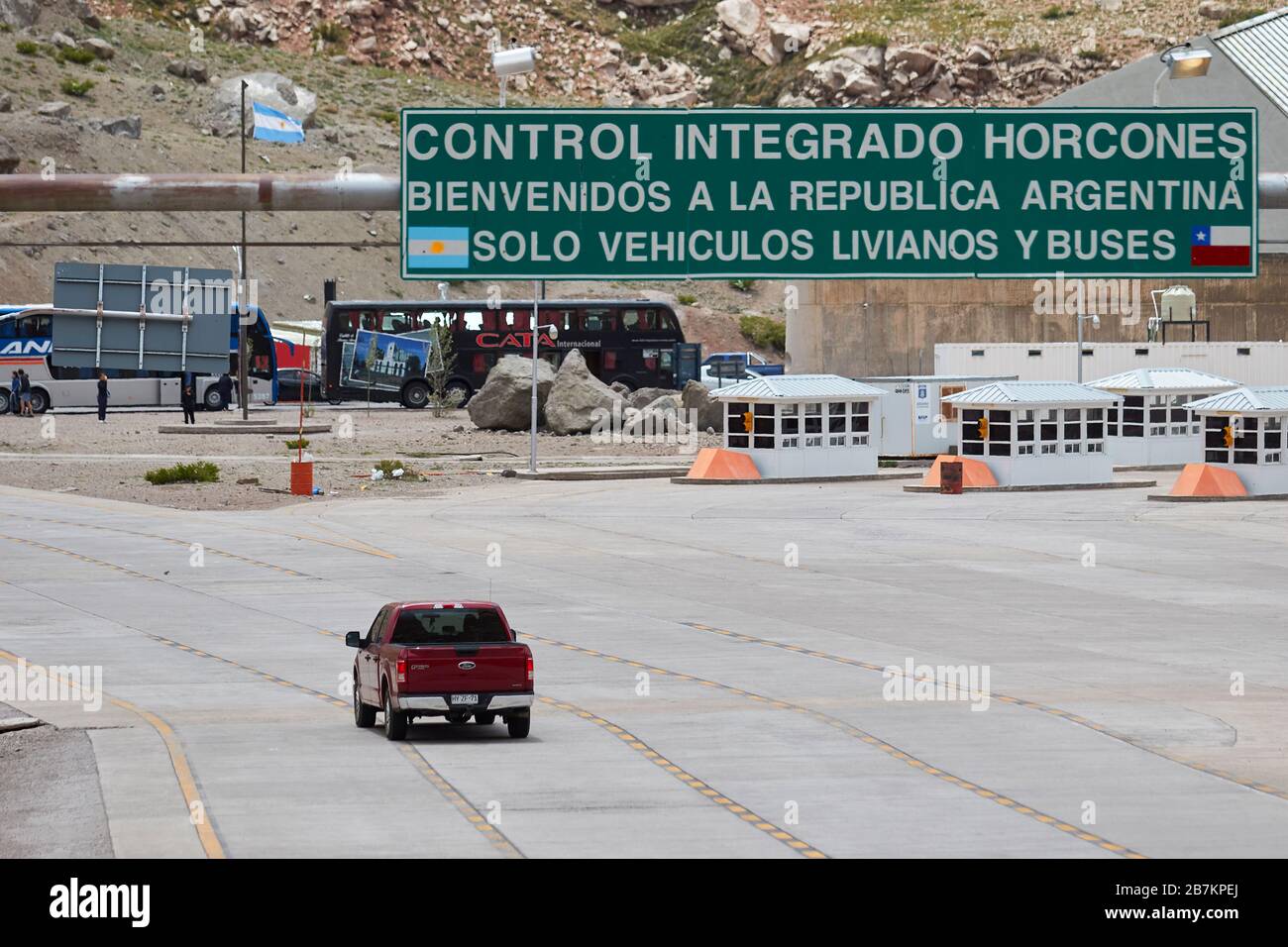 MENDOZA, ARGENTINA, June 10, 2015. Aduana Argentina,customs and migration control from Argentina, Horcones, Las Heras. Foto: Axel Lloret /  www.allofo Stock Photo