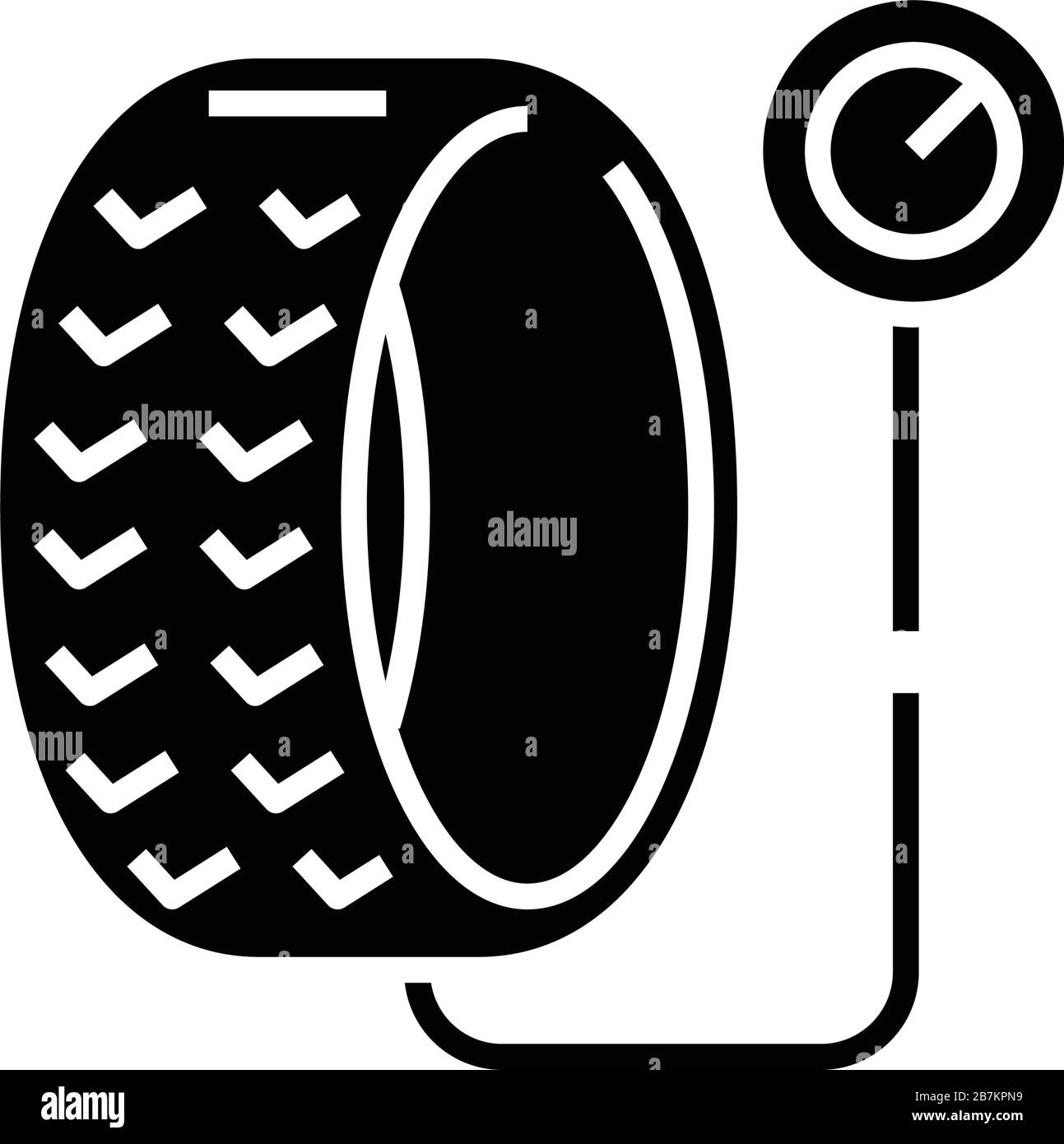 Tire inflation black icon, concept illustration, vector flat symbol, glyph sign. Stock Vector
