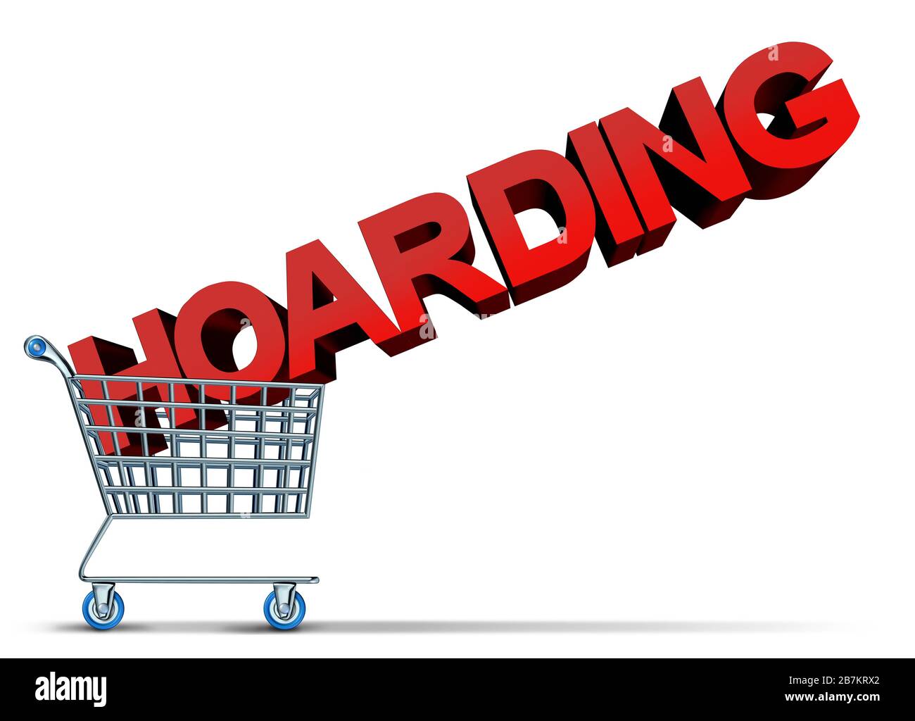 Hoarding symbol and excessive greedy panic buying behavior during times of stress or crisis as a psychology concept to hoard great quantities. Stock Photo