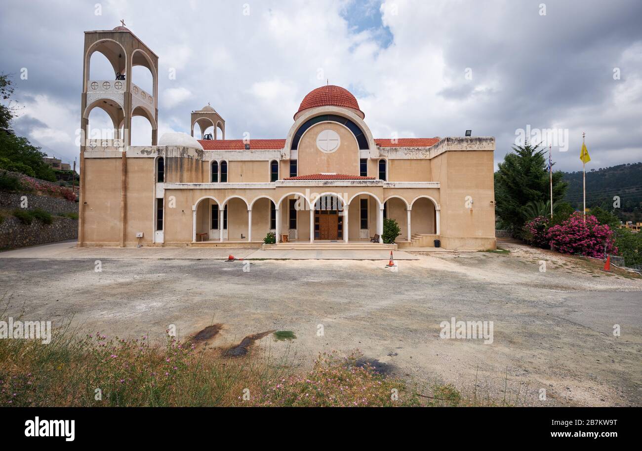 Agios Panteleimonas church – the beautiful representation of modern Byzantine style  architecture. Kakopetria village. Nicosia District. Cyprus Stock Photo