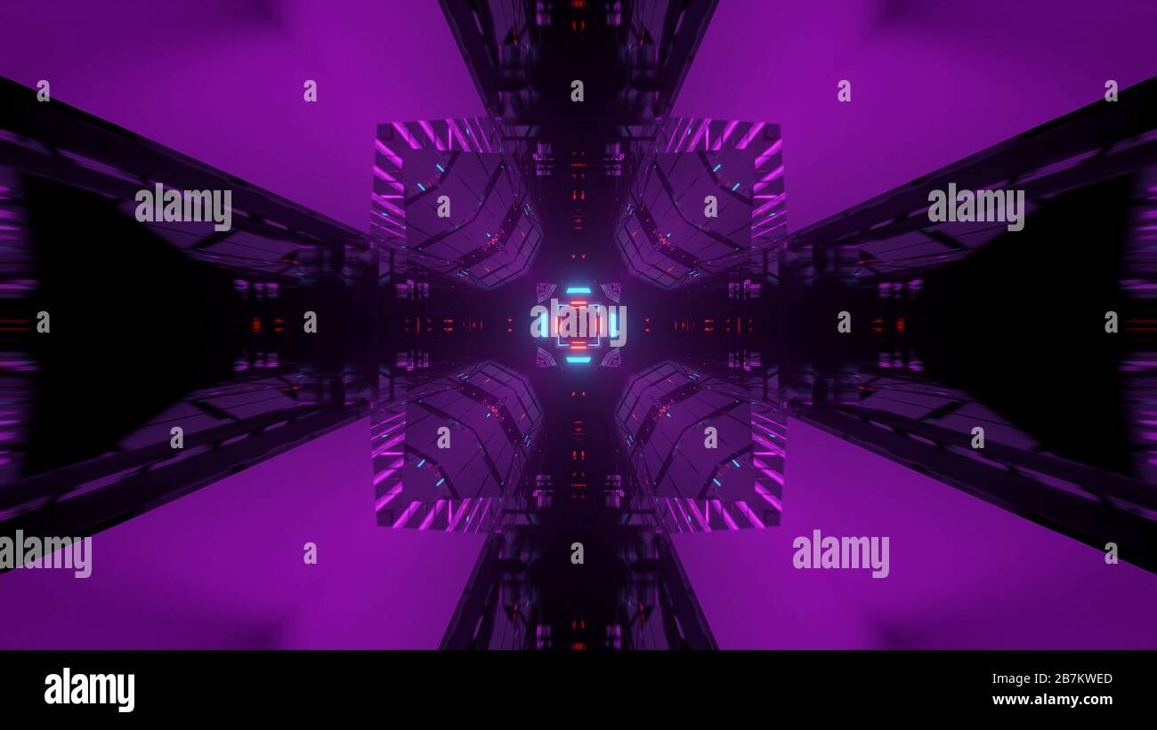 Abstract background with colorful glowing neon lights, a 3D rendering ...